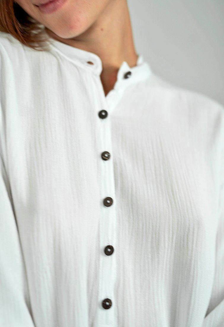 Iris White Long Sleeves Polo Shirt