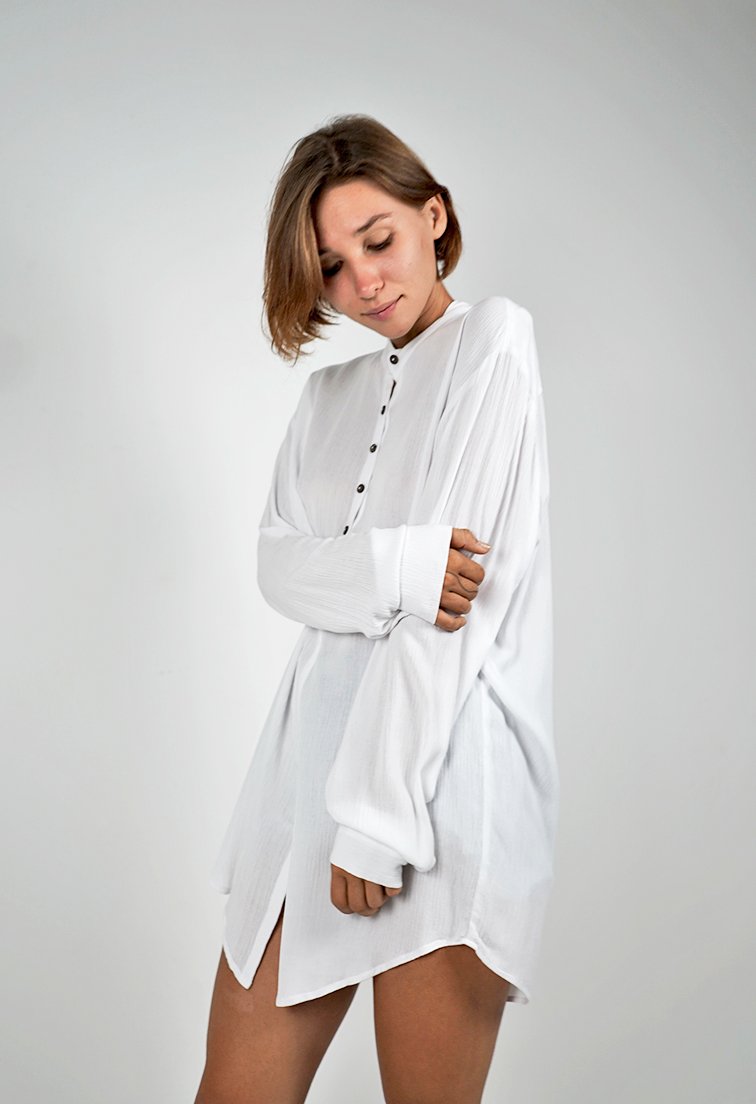Iris White Long Sleeves Polo Shirt