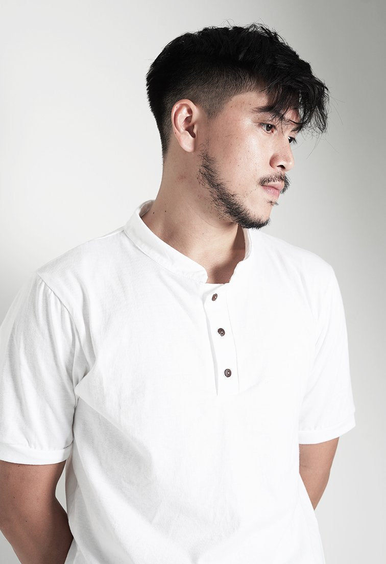 Henri White Mandarin Polo Shirt - Men Sports Collection