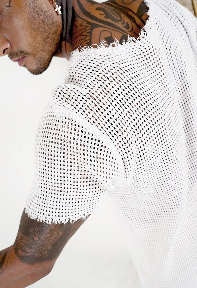 Celestino White Mesh T Shirt - DANIEL PHILIP