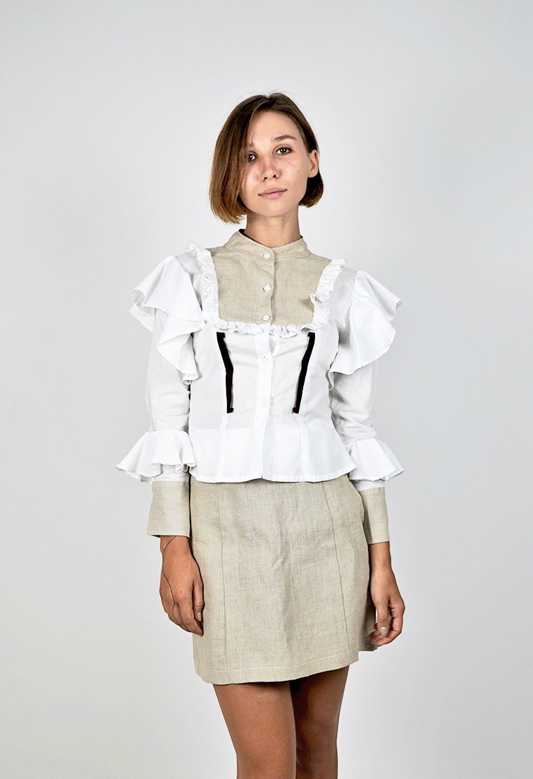 Niovi White Ruffle Long Sleeves Blouse