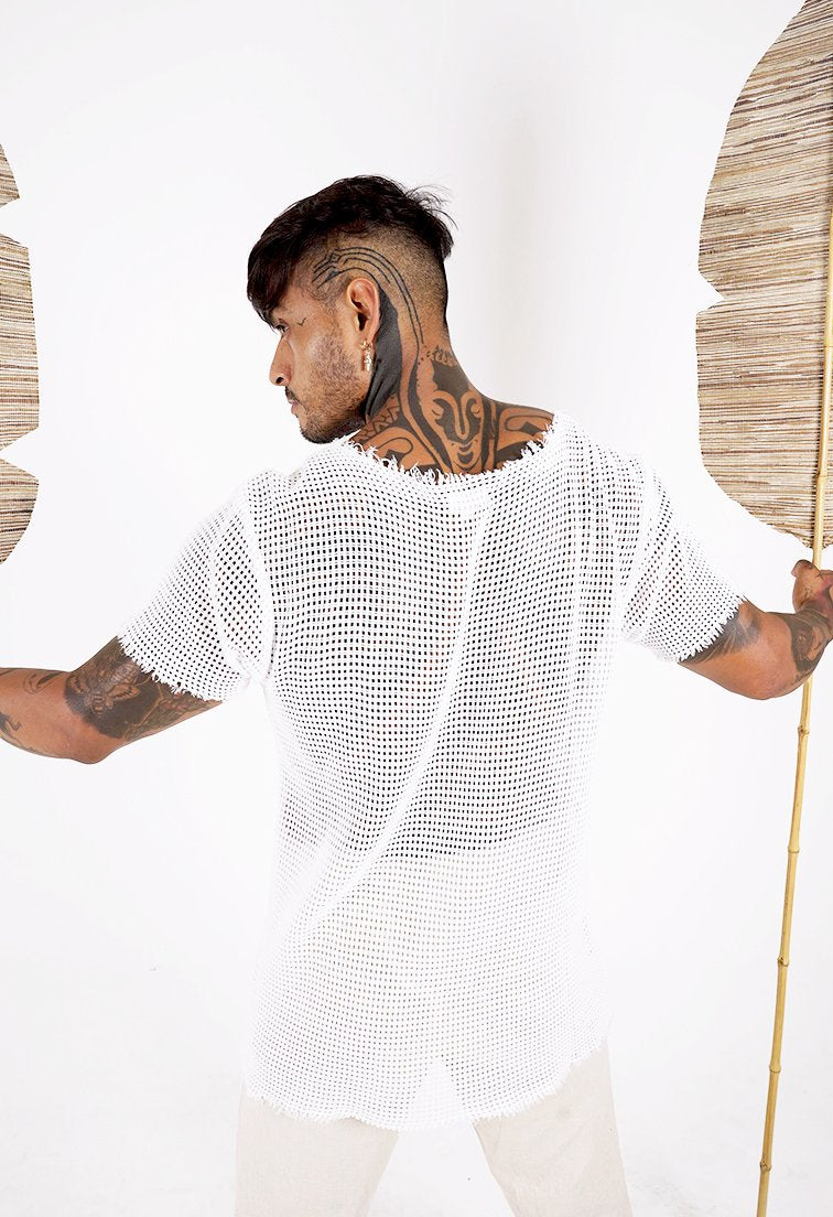 Celestino White Mesh T Shirt - DANIEL PHILIP