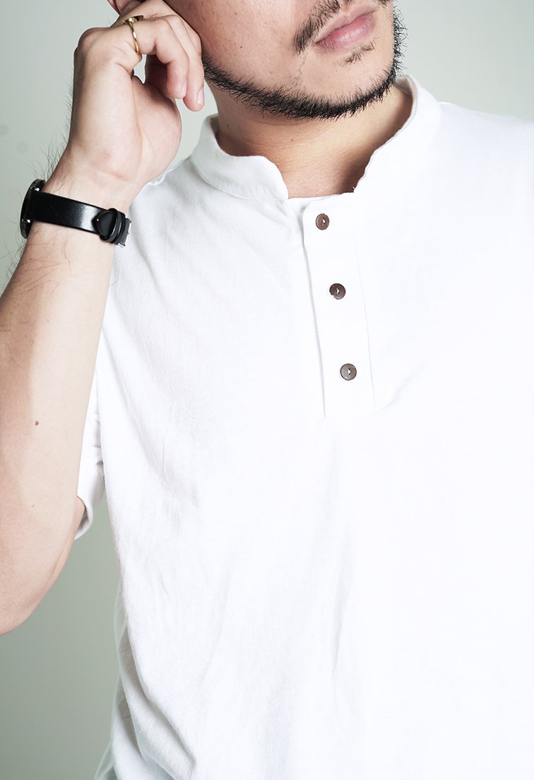 Henri White Mandarin Polo Shirt - Men Sports Collection