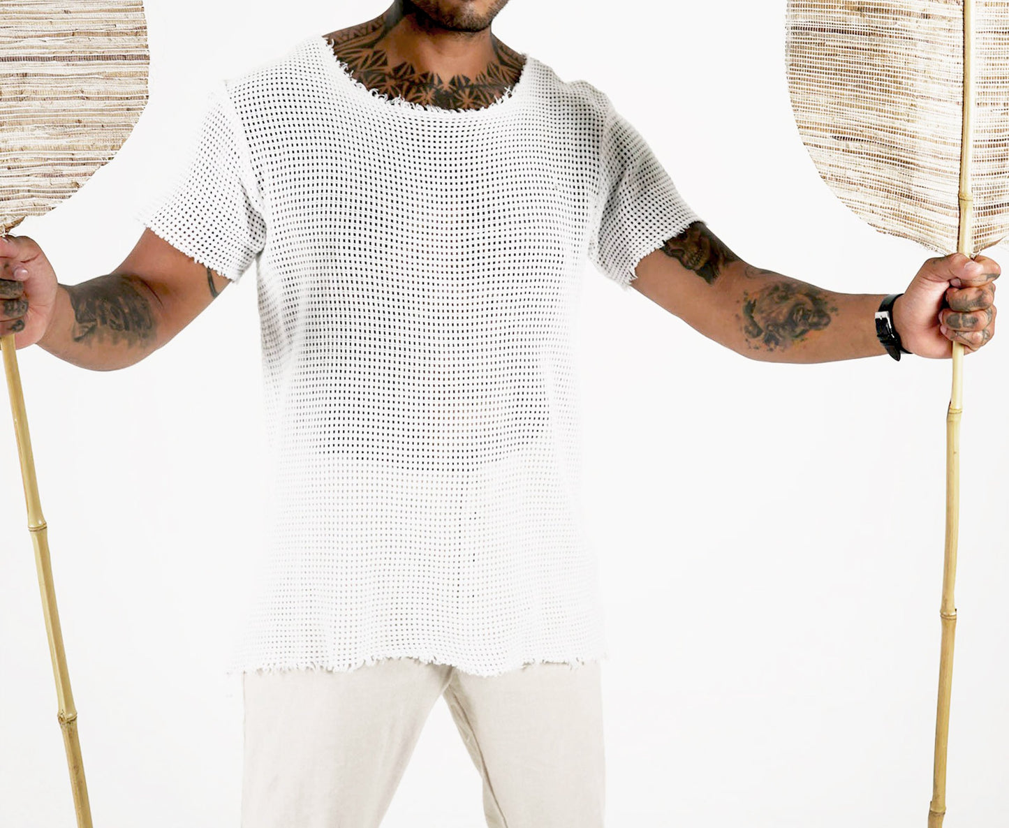 Celestino White Mesh T Shirt - DANIEL PHILIP