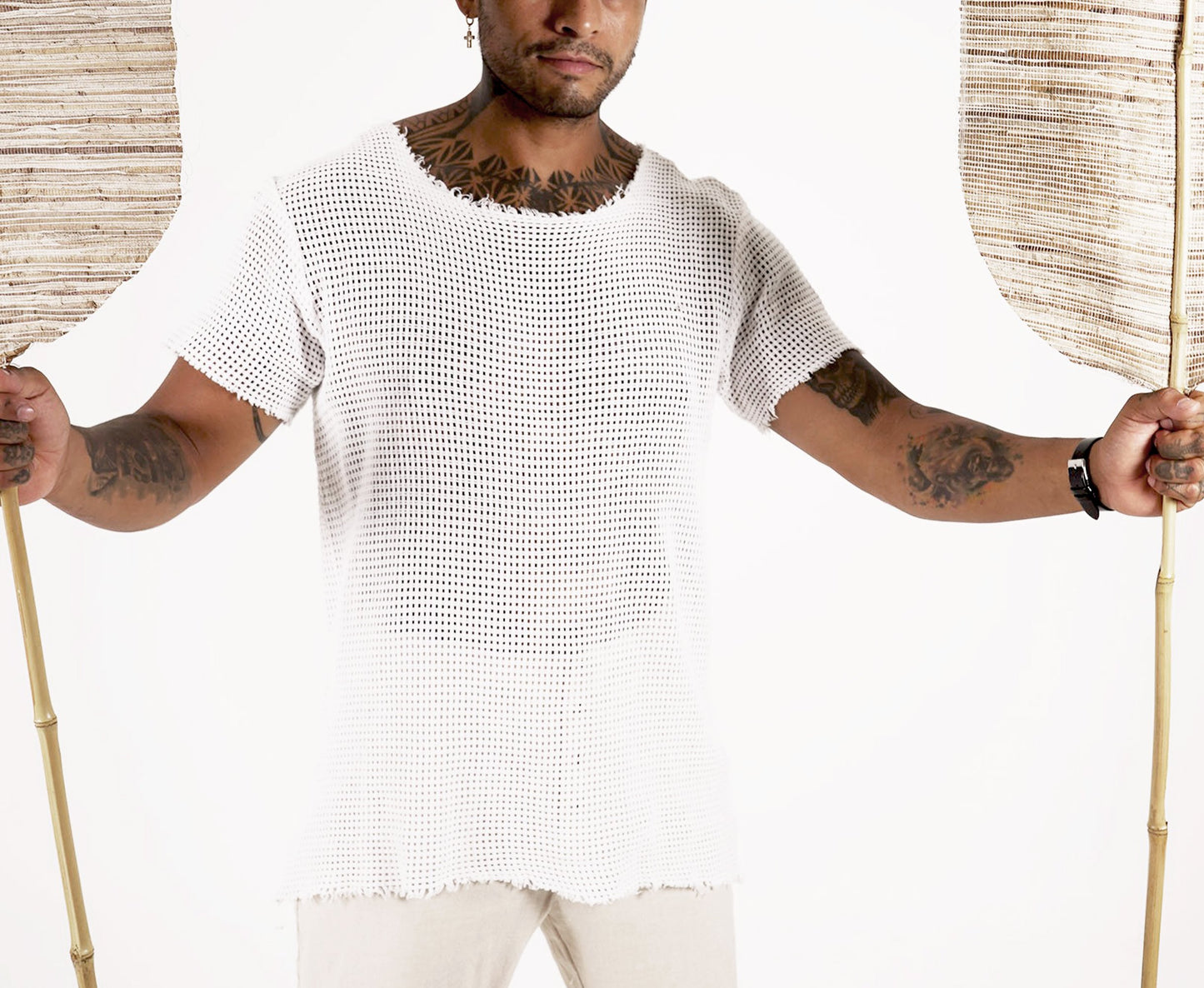 Celestino White Mesh T Shirt - DANIEL PHILIP