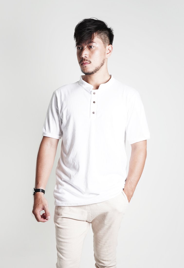 Henri White Mandarin Polo Shirt - Men Sports Collection