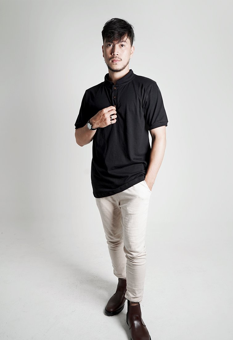 Alvaro Black Mandarin Polo Shirt - Men Sports Collection