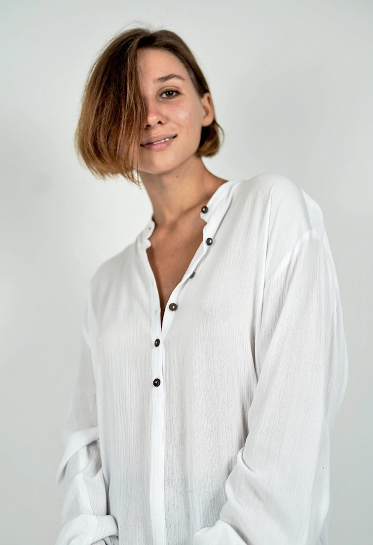 Iris White Long Sleeves Polo Shirt