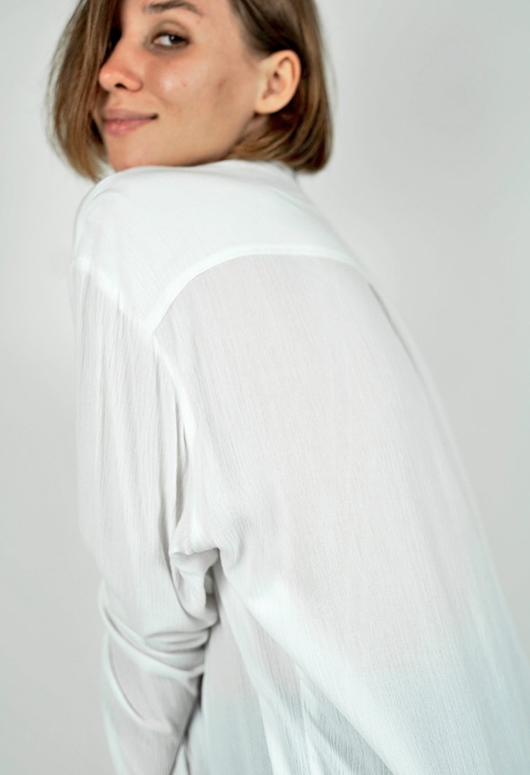Iris White Long Sleeves Polo Shirt