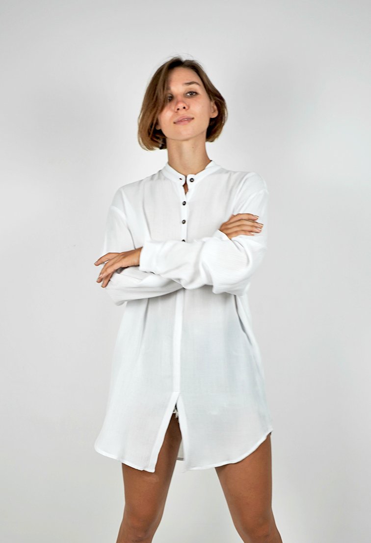 Iris White Long Sleeves Polo Shirt