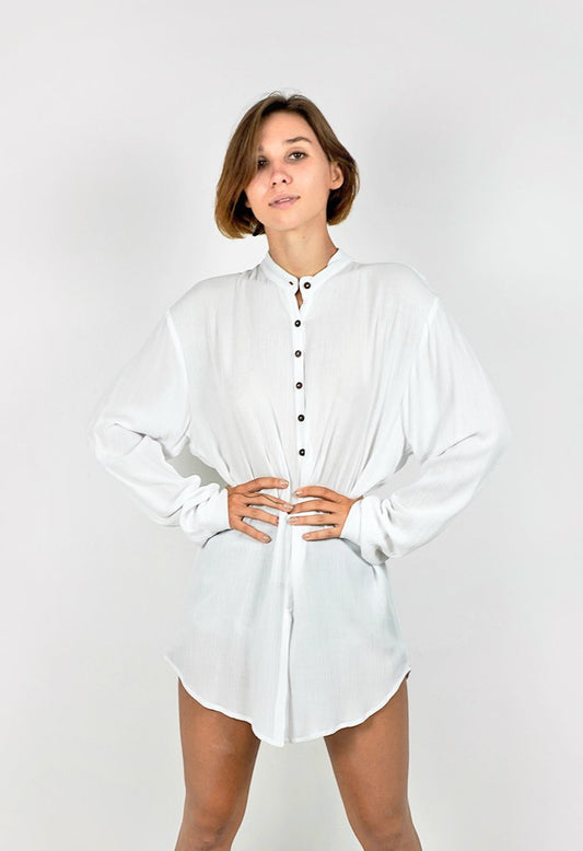 Iris White Long Sleeves Polo Shirt