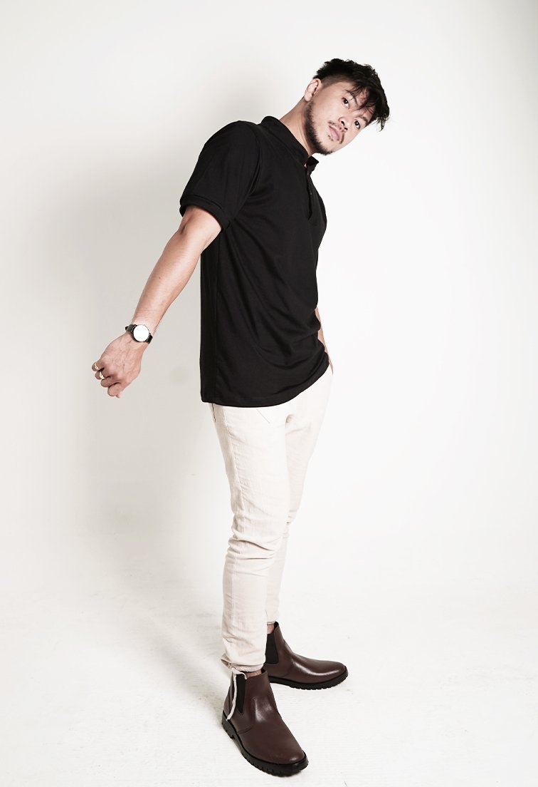 Alvaro Black Mandarin Polo Shirt - Men Sports Collection