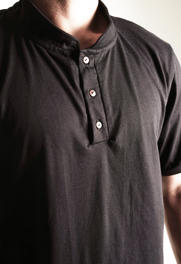 Alvaro Black Mandarin Polo Shirt - Men Sports Collection