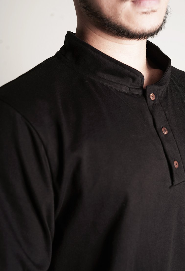 Alvaro Black Mandarin Polo Shirt - Men Sports Collection