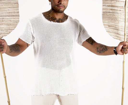 Celestino White Mesh T Shirt  - DANIEL PHILIP